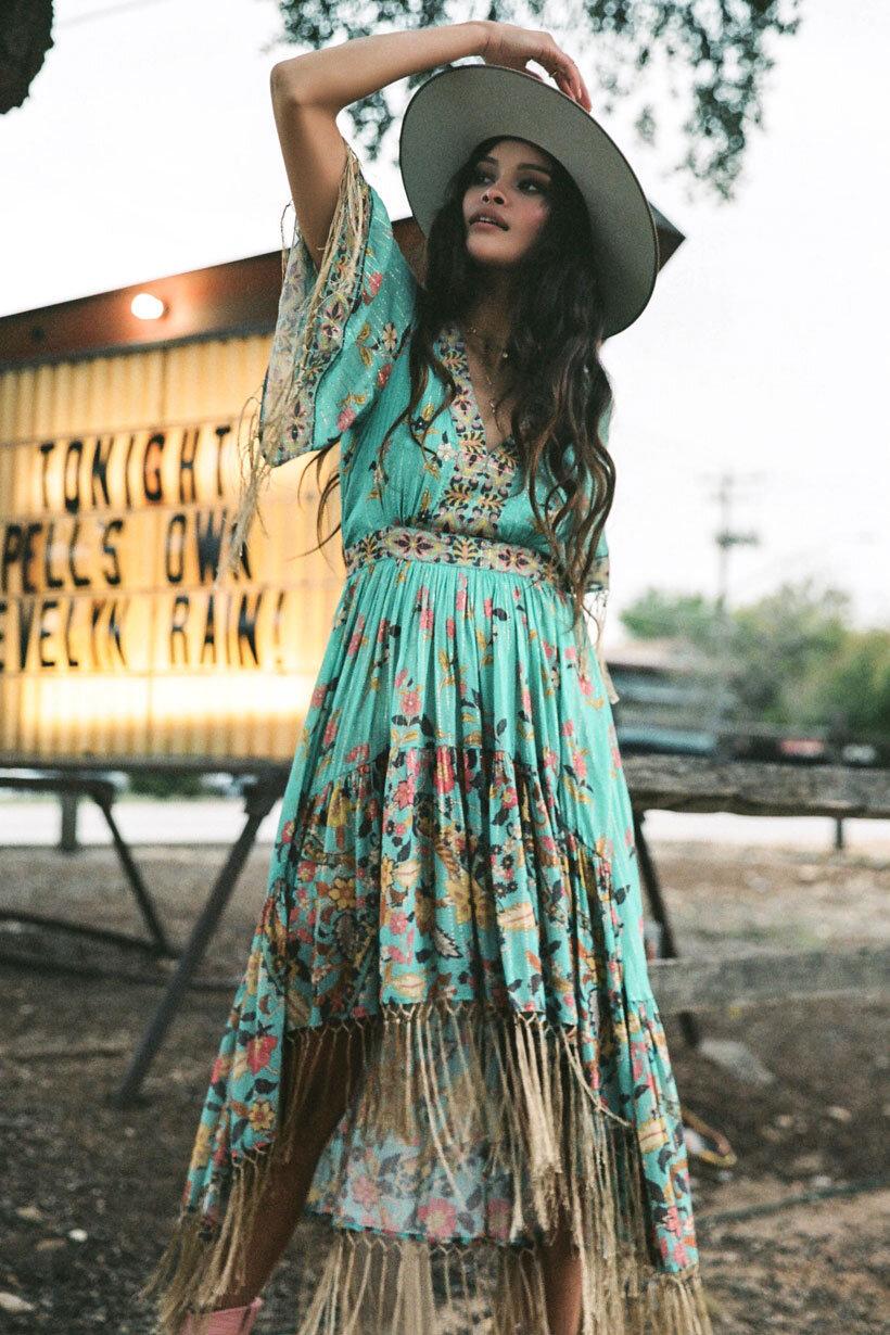 Spell Hendrix Tasseled Dress Print Size 8 - Image 1