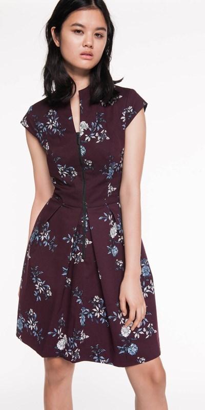 Cue Ottoman Floral Zip Front Dress Size 6 - Image 3