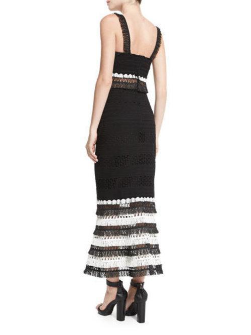 Jonathan Simkhai Mechanical Macrame Crop Top and Trumpet Maxi Skirt Set Black Size 8 - Image 2