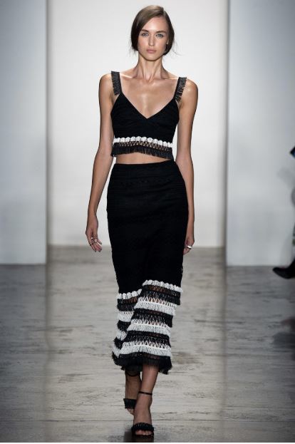 Jonathan Simkhai Mechanical Macrame Crop Top and Trumpet Maxi Skirt Set Black Size 8 - Image 3