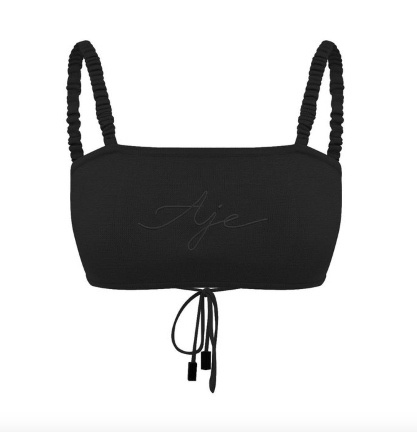Aje Elle Bandeau Ruched Strap Crop Top Black Size 6 - Image 3