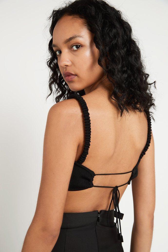 Aje Elle Bandeau Ruched Strap Crop Top Black Size 6 - Image 2