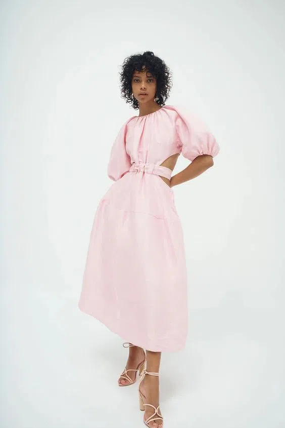 Aje Mimosa Cutout Midi Dress Pink Size 4 - Image 1