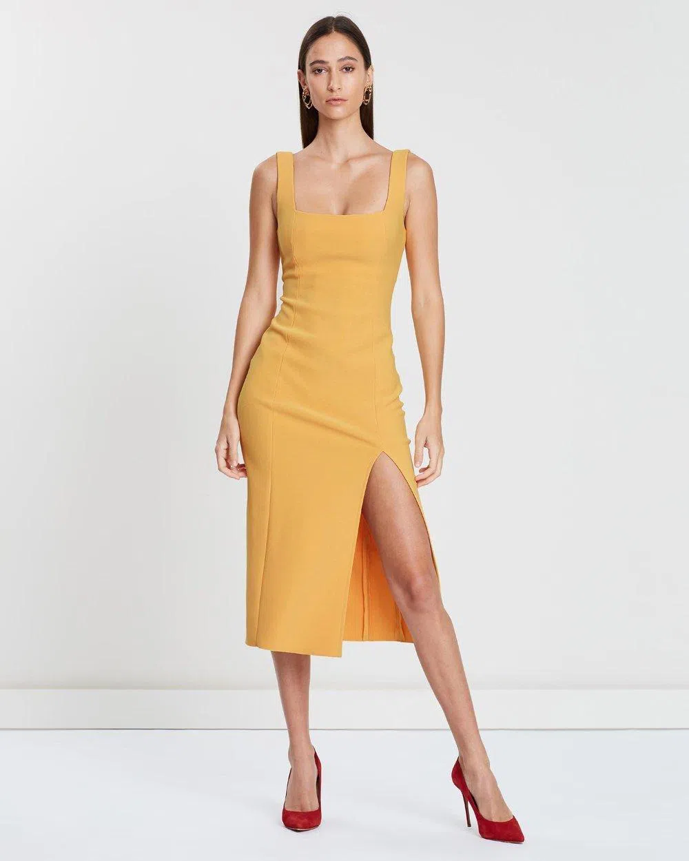 Bec and Bridge Elle Midi Dress Yellow Size 12 - Image 1