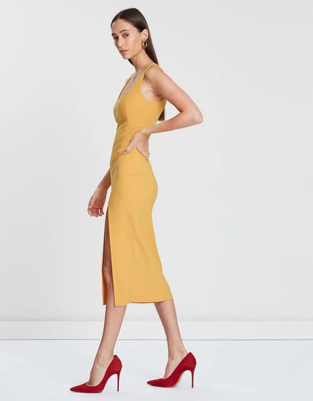 Bec and Bridge Elle Midi Dress Yellow Size 12 - Image 2