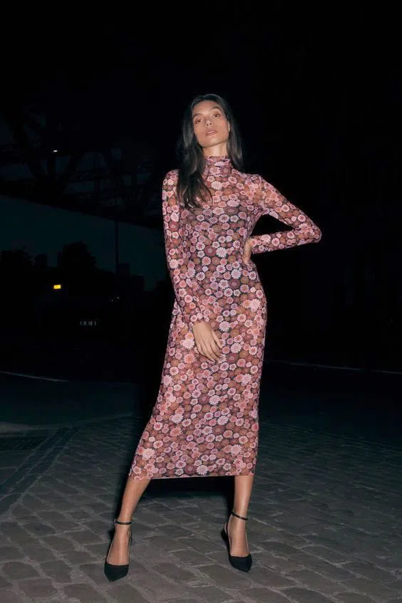 Scanlan Theodore Floral Mesh Dress Pink Size 8 - Image 2