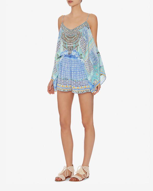 Camilla Blue Drop Shoulder Romper Playsuit Size 8 - Image 3