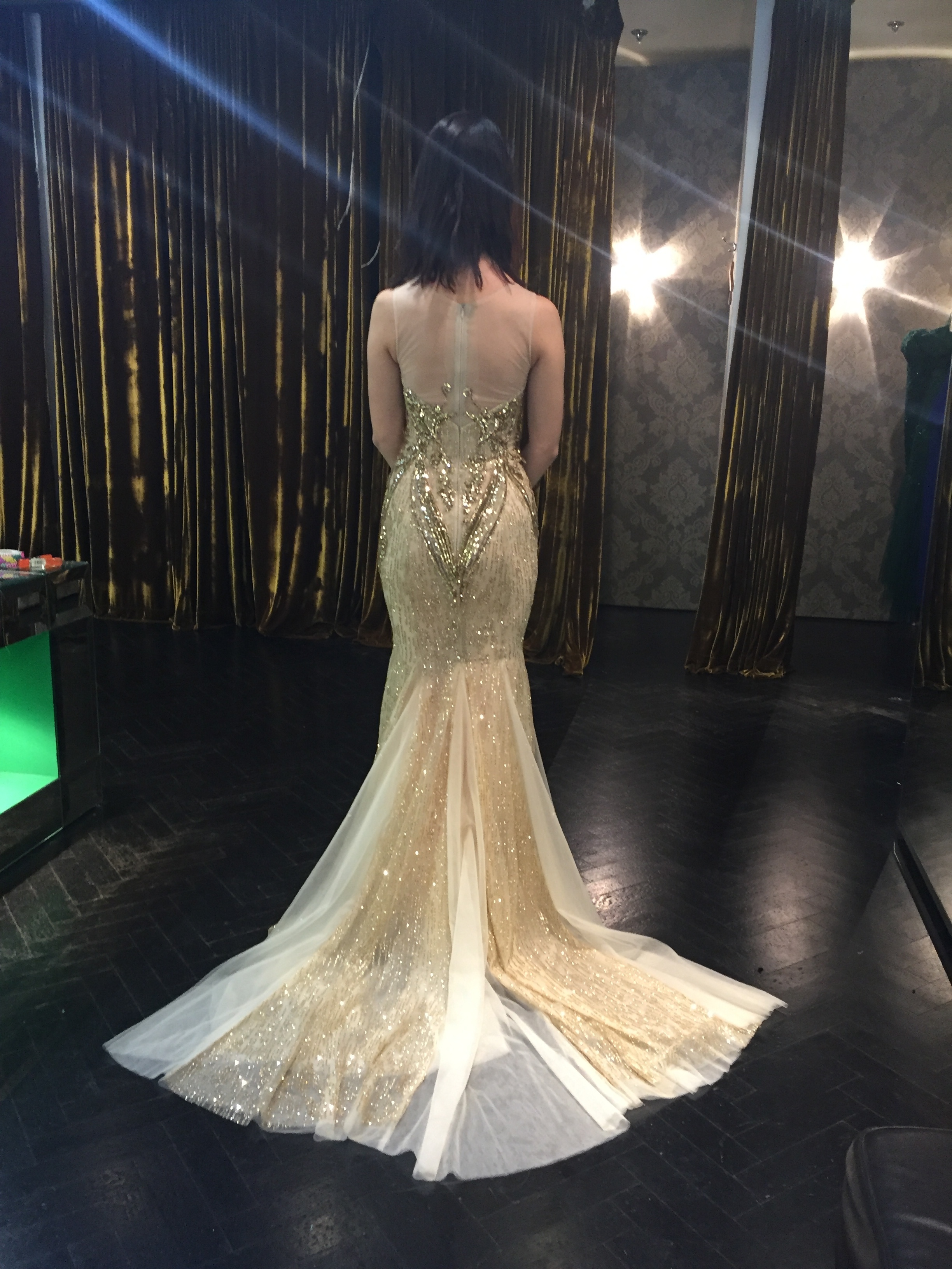 Custom Made Hanni Gold Gown Size 4 - Image 3