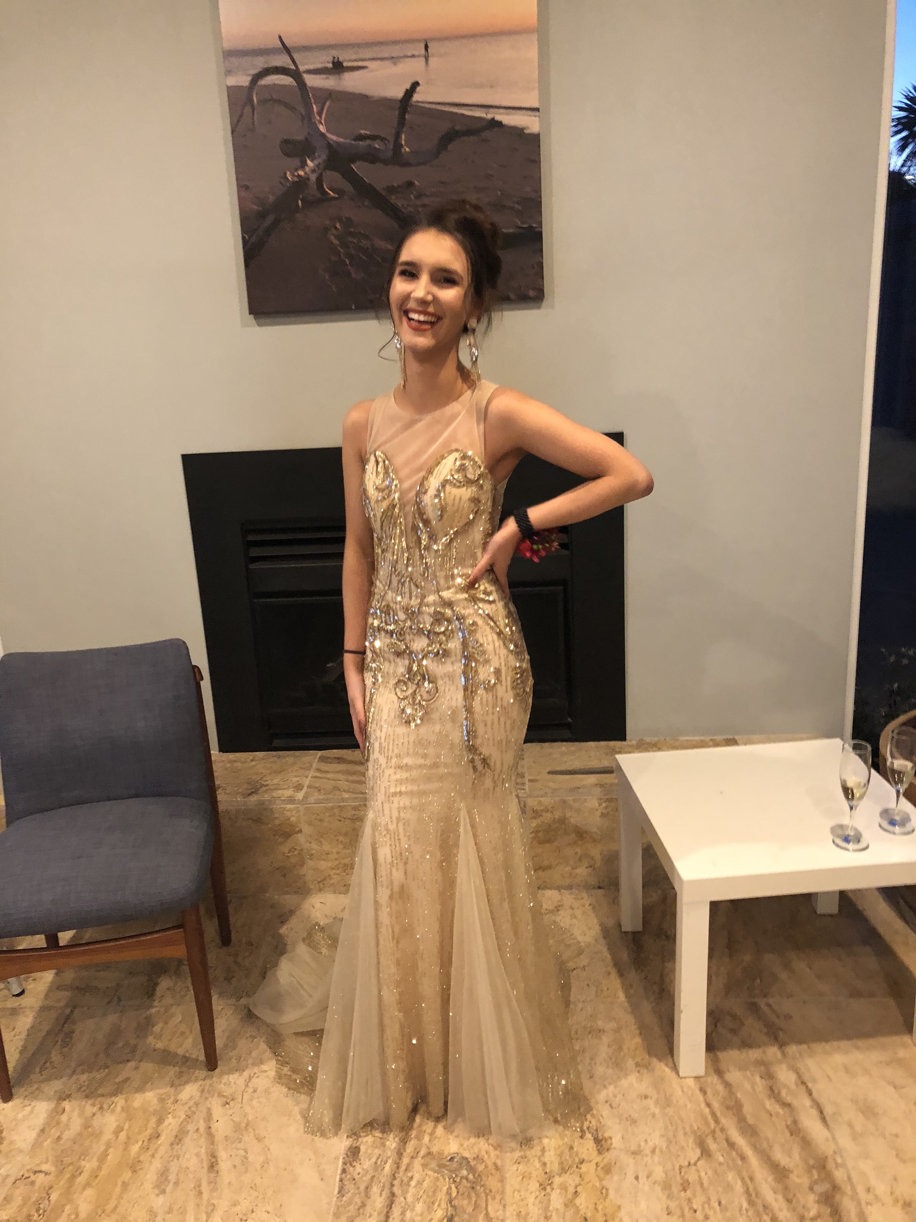 Custom Made Hanni Gold Gown Size 4 - Image 1