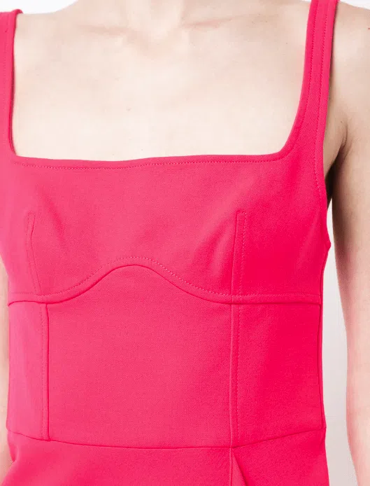 Dion Lee Bustier Midi Dress Acid Pink Size 4 - Image 3