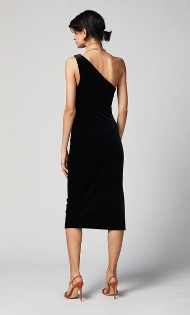 Bec and Bridge Oliviane Velvet Asymmetrical Midi Black Size 10 - Image 2
