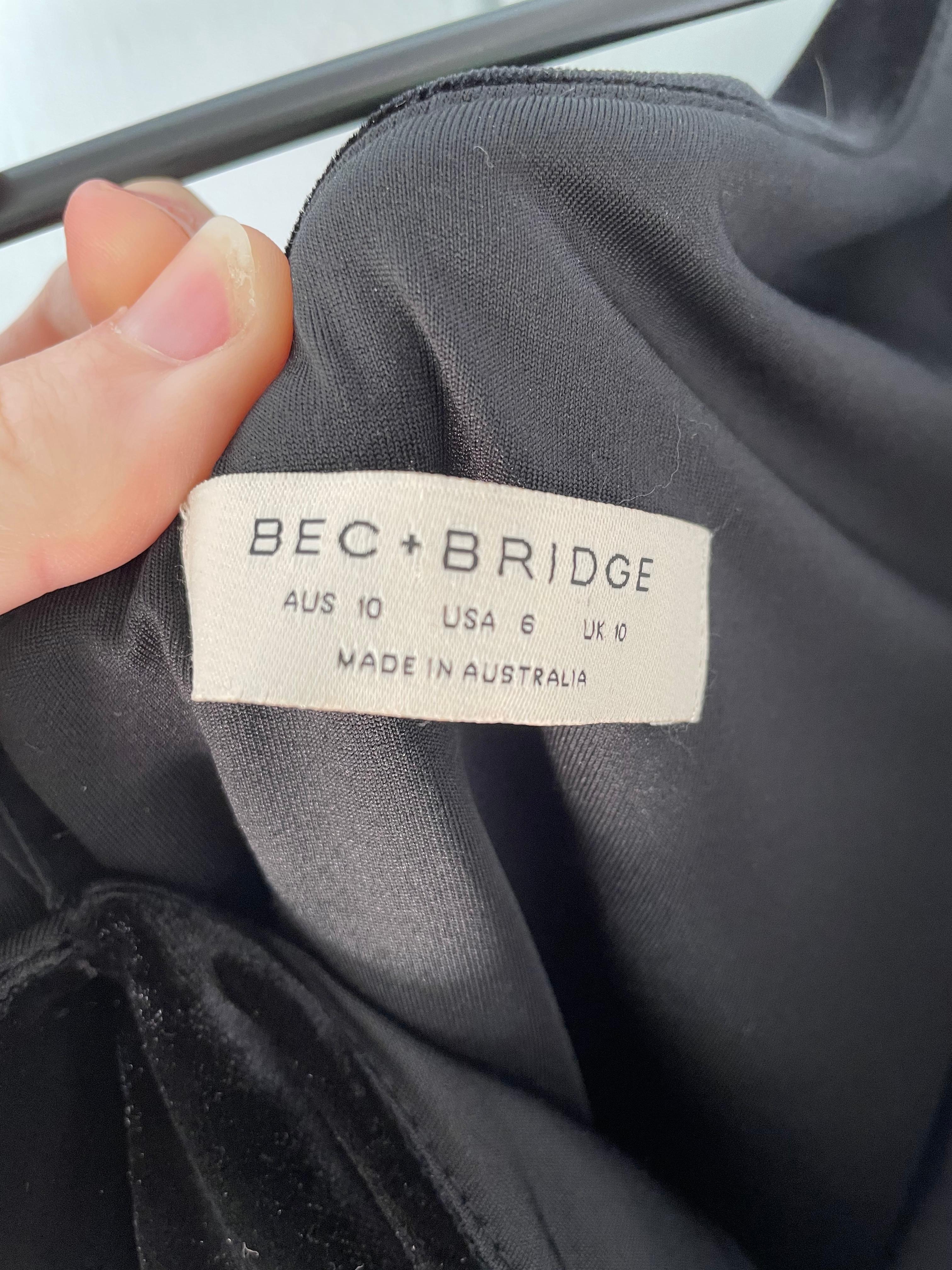 Bec and Bridge Oliviane Velvet Asymmetrical Midi Black Size 10 - Image 6