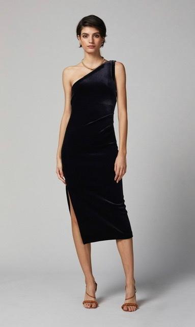 Bec and Bridge Oliviane Velvet Asymmetrical Midi Black Size 10 - Image 1
