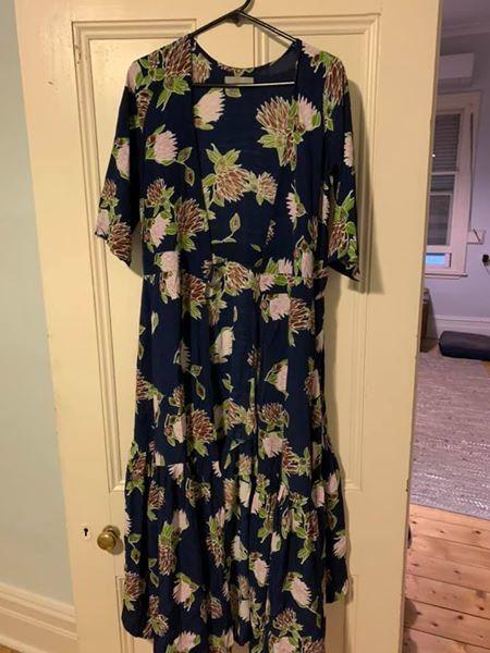 Leonard St Maxi Wrap Dress in Beetle & Protea Print Size 8  - Image 3