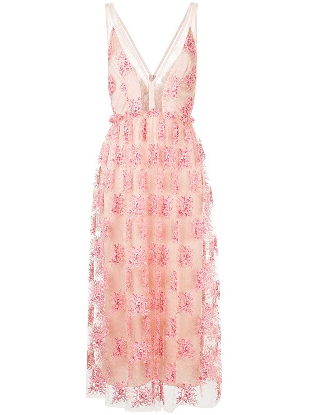 Manning Cartell Embroidered Sheer Midi Dress Pink Size 6 - Image 4