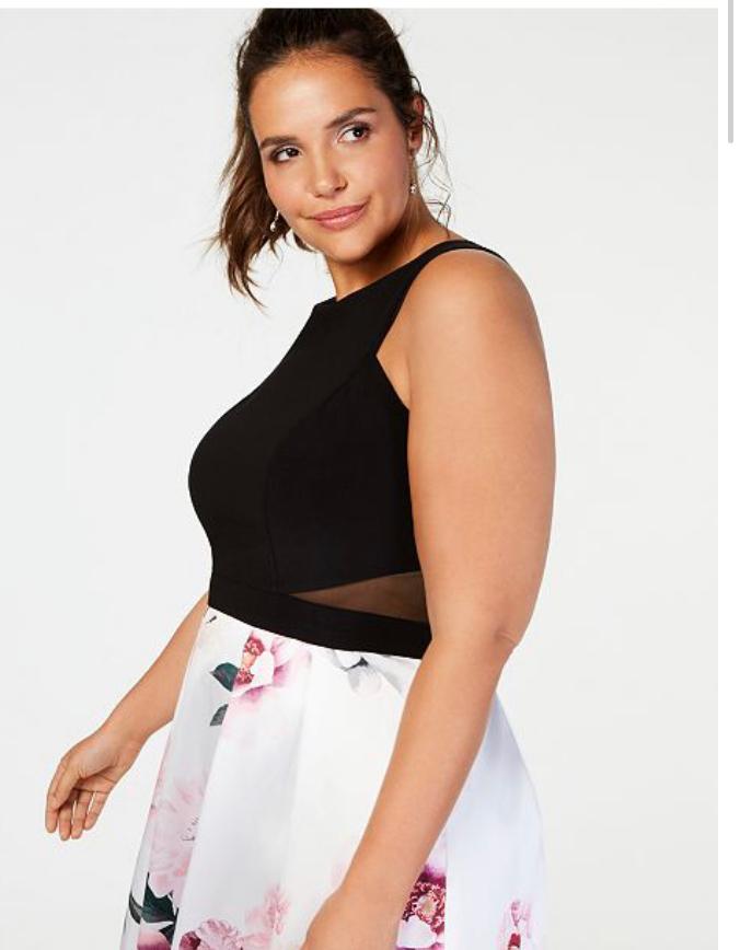 Xscape Evening Gown Black/Pink Floral Size 20 - Image 2