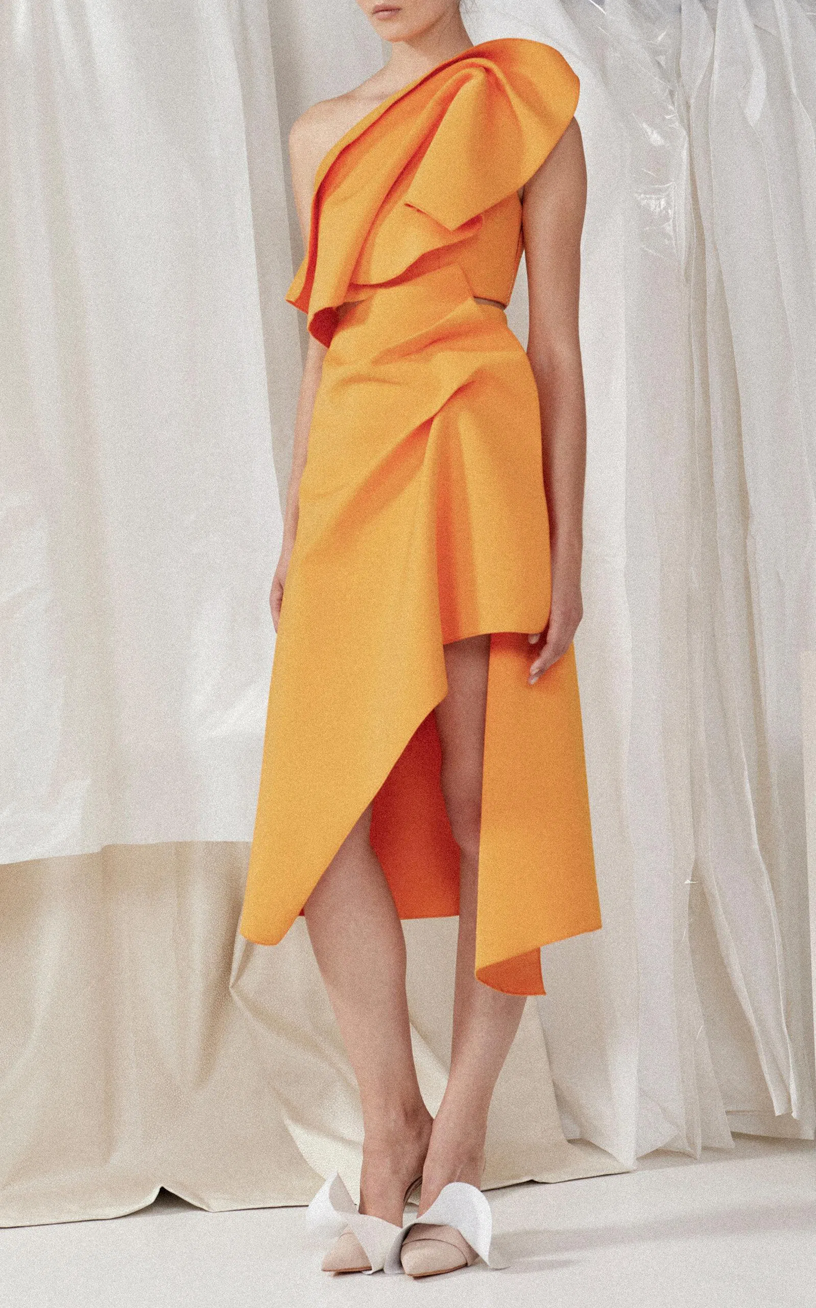 Acler Fincher One Shoulder Top and Midi Skirt Set Yellow Size 10  - Image 4