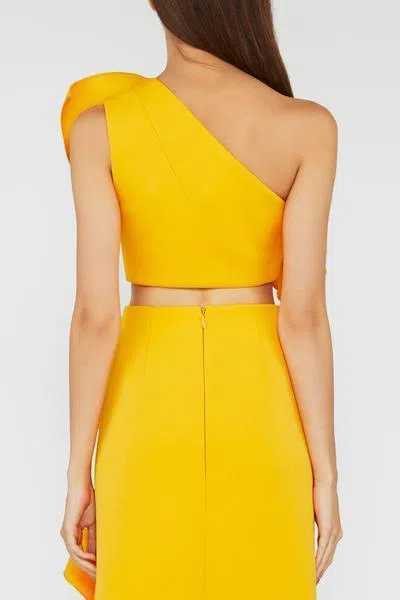 Acler Fincher One Shoulder Top and Midi Skirt Set Yellow Size 10  - Image 3