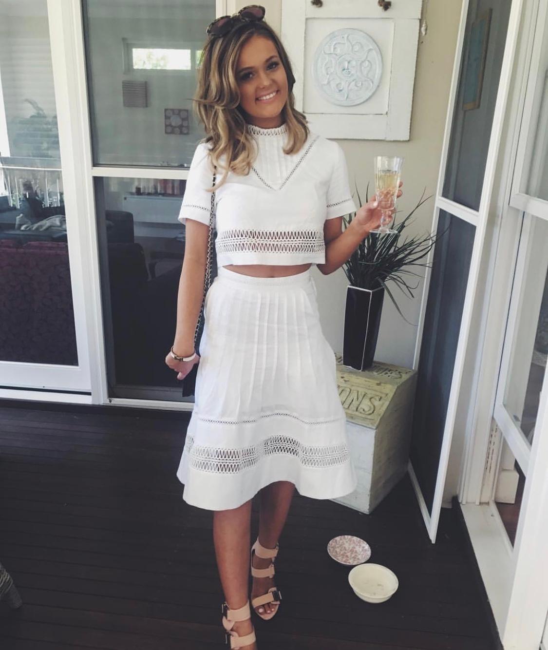 Aje Crop Top and Skirt Set White Size 8 - Image 1