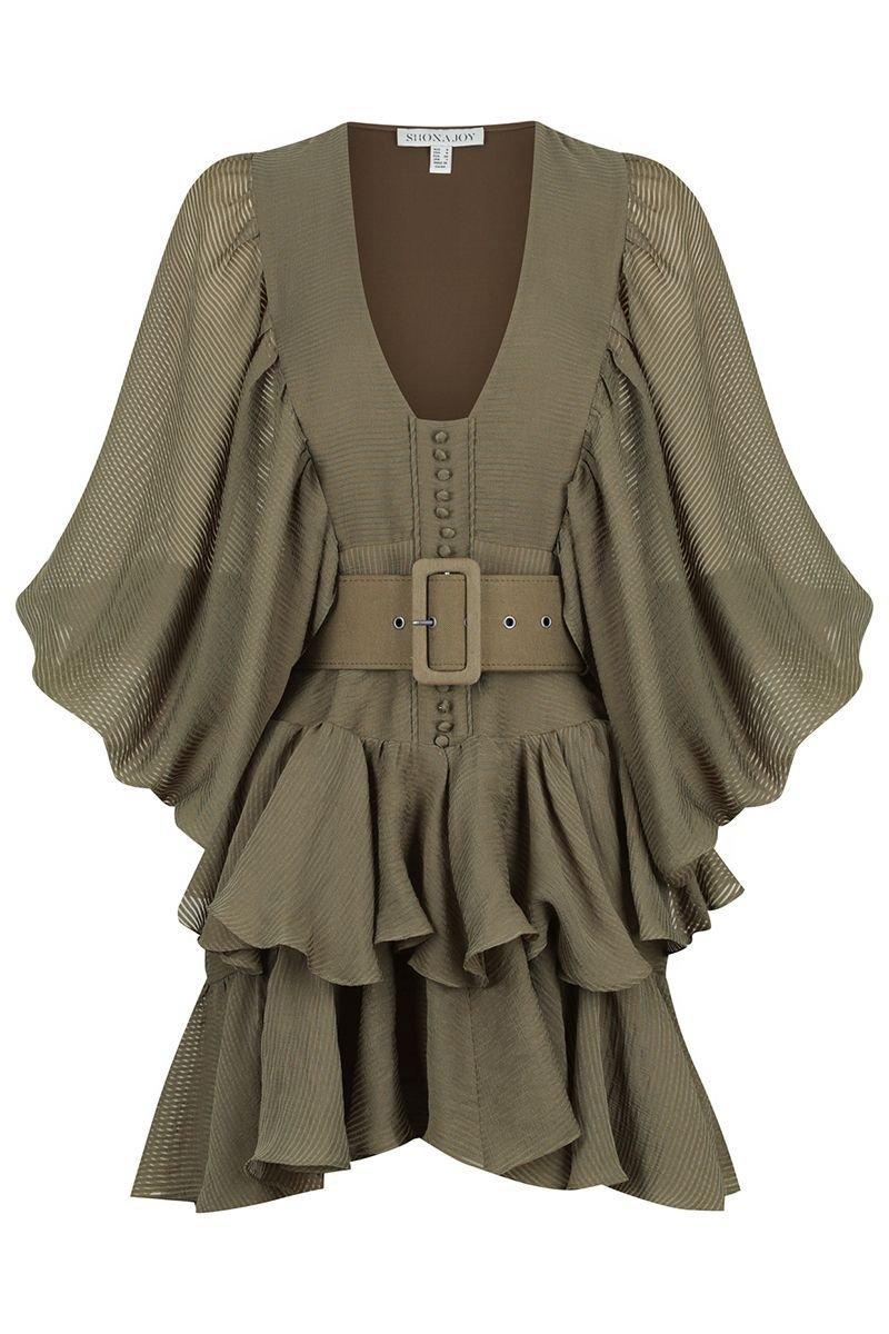 Shona Joy Charlotte Plunged Draped Mini Dress Green Size 6  - Image 6