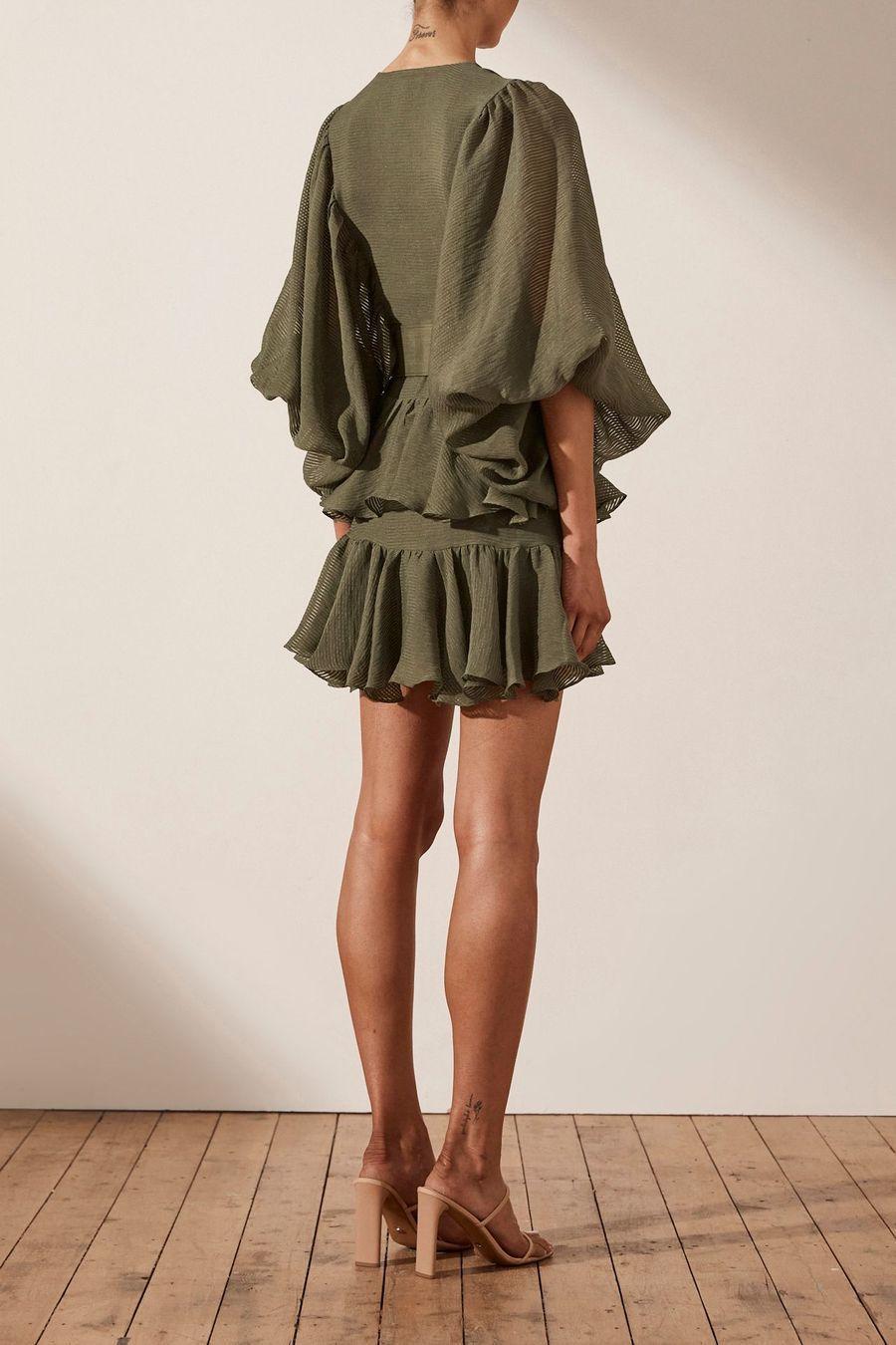 Shona Joy Charlotte Plunged Draped Mini Dress Green Size 6  - Image 3