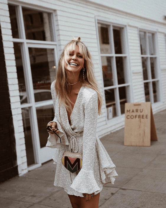 Shona Joy Aimee Frill Cuff Drawstring Mini Dress Cream Size 6 - Image 3