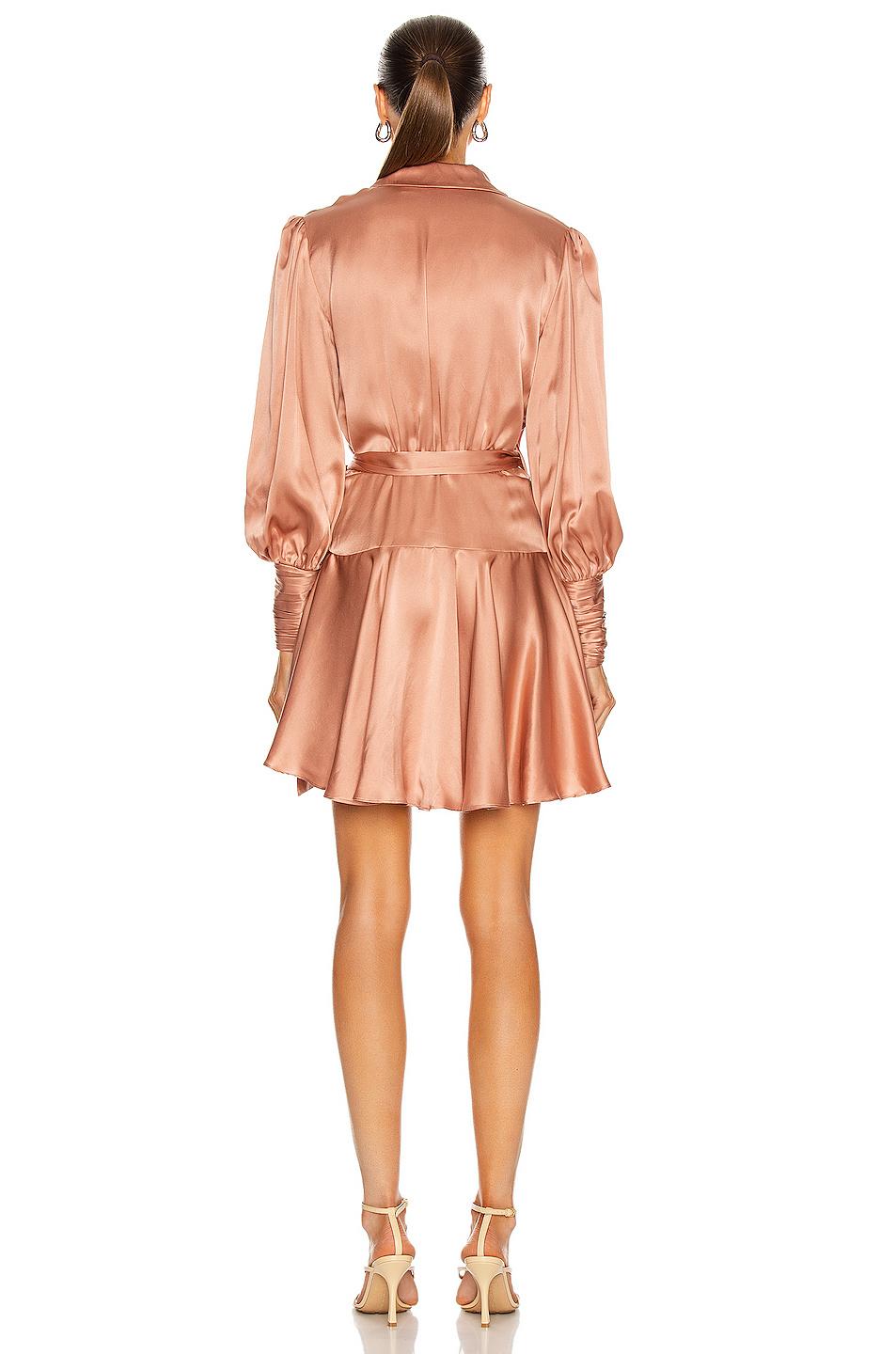 Zimmermann Silk Wrap Mini Dress Pink - Image 3