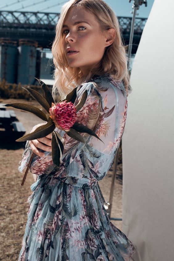 Zimmermann Winsome Ruffle Playsuit Sky Sunbleach Floral Size 8 - Image 3