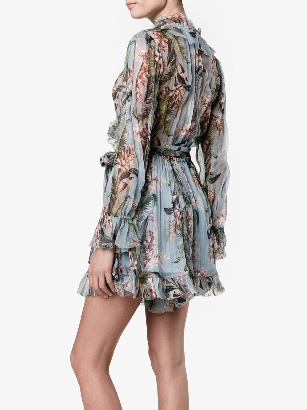 Zimmermann Winsome Ruffle Playsuit Sky Sunbleach Floral Size 8 - Image 2