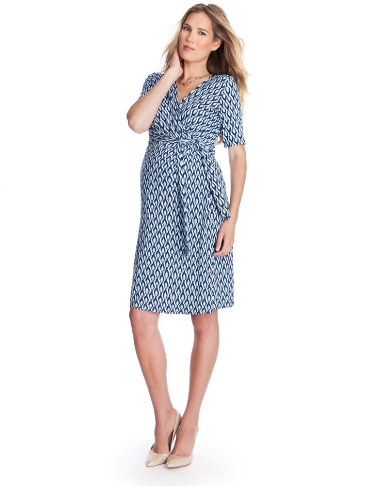 Seraphine Diamond Print Wrap Blue Dress size 18 - Image 1