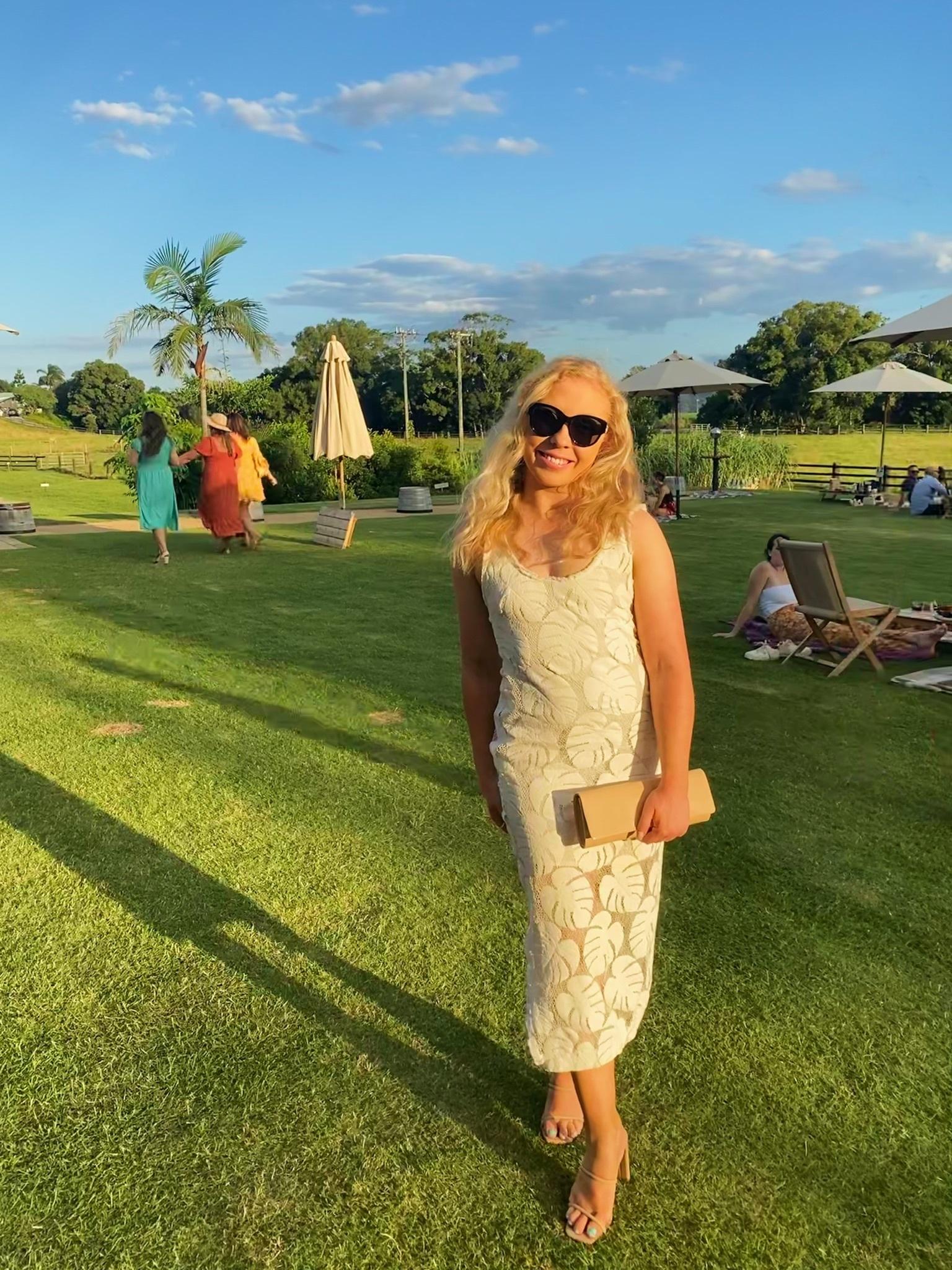 Manning Cartell Leaf Pattern Dress White Size 6 - Image 3