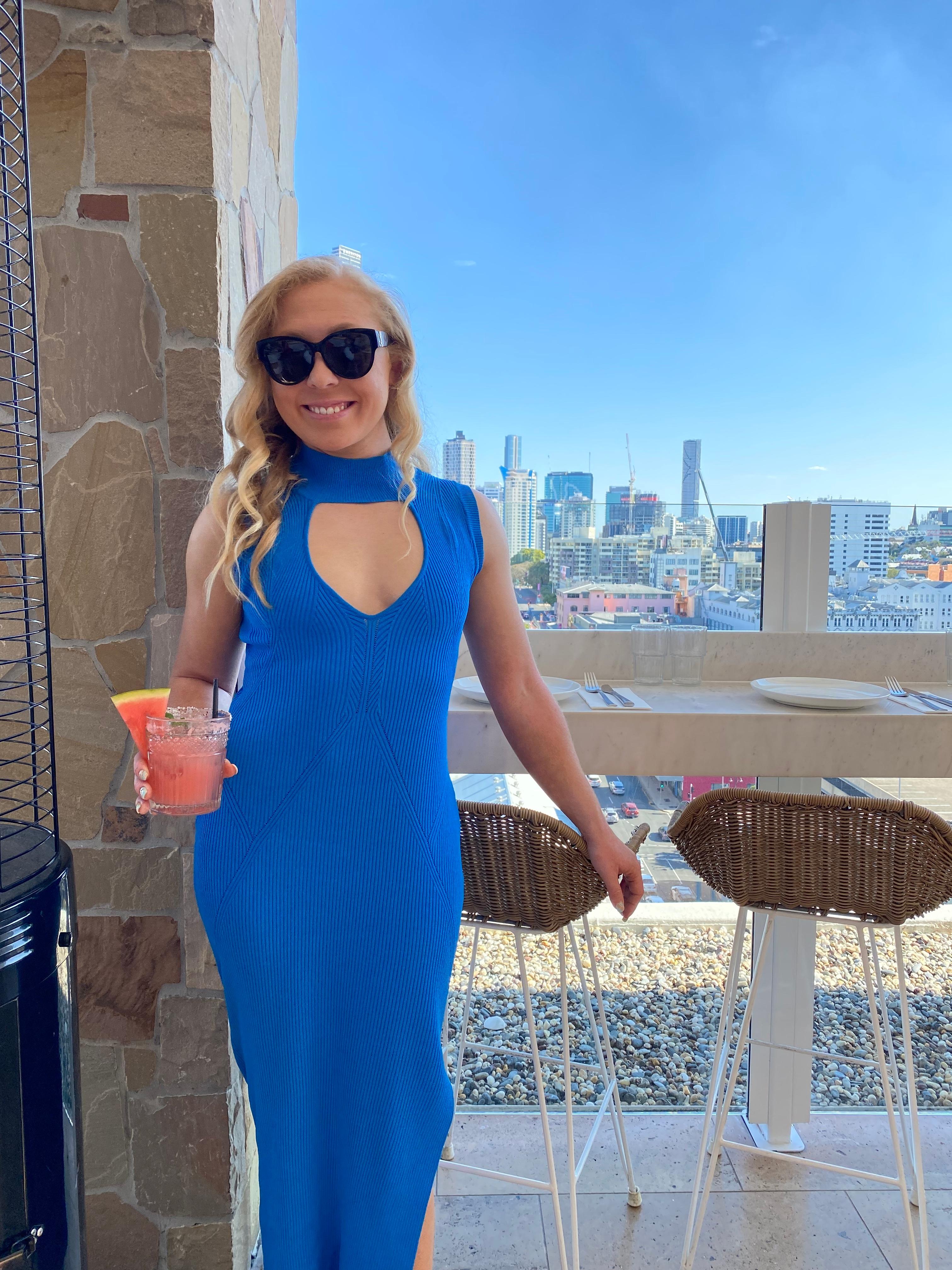 Manning Cartell State of Play Midi Knit Dress Blue Size 8 - Image 1