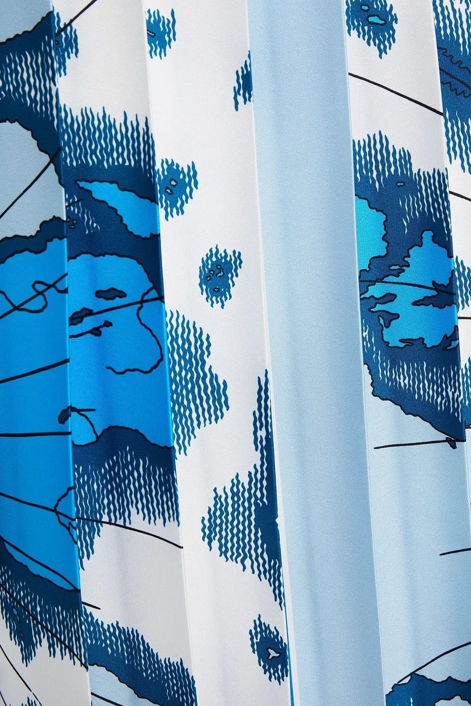 Victoria Beckham Printed Pleated Twill Midi Skirt Size 10 - Image 4