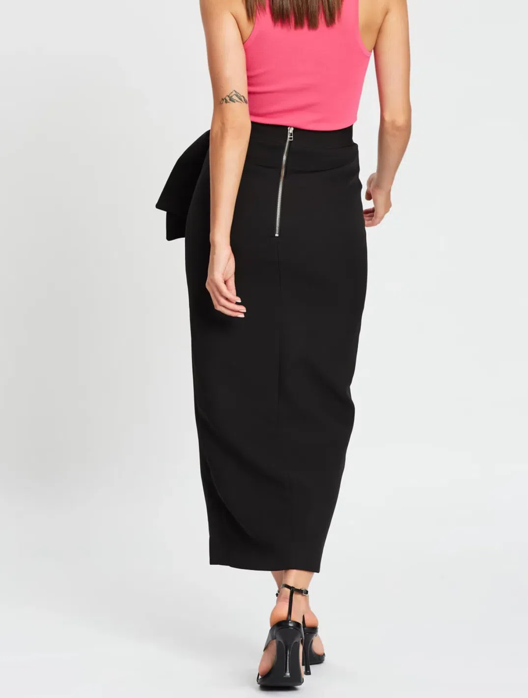 By Johnny Betina Bow Split Skirt in Black - Image 3