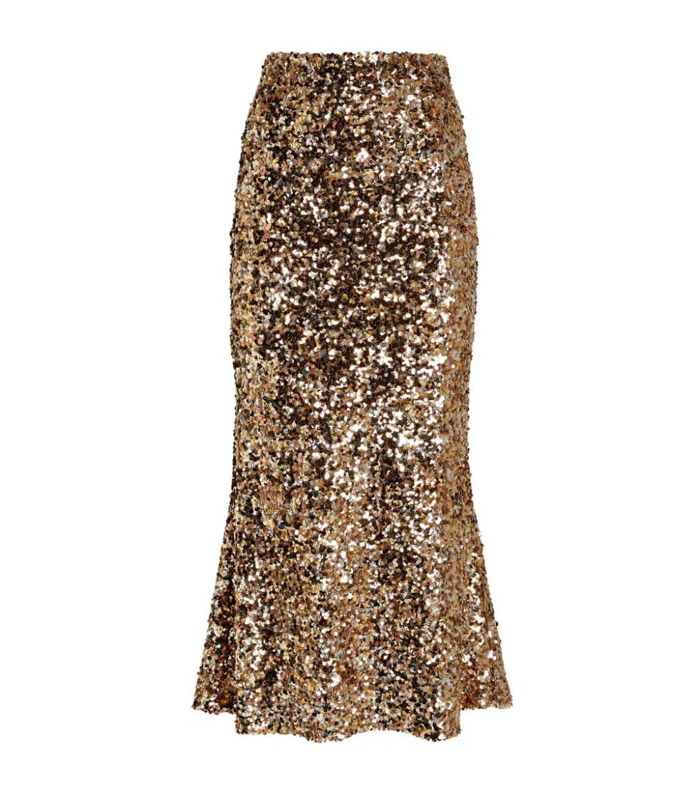 Shona Joy Faye Sequin Skirt Gold Size 8 - Image 3