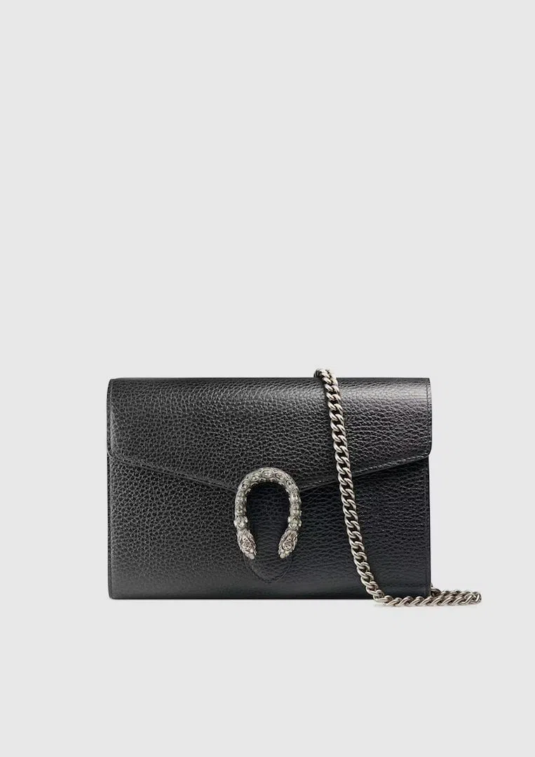Gucci Dionysus Leather Mini Chain Bag Black - Image 1