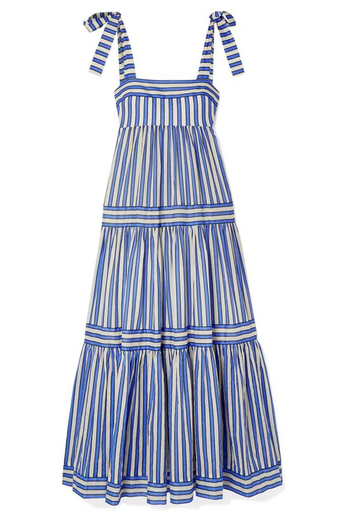 Zimmermann Verity Striped Tiered Maxi Dress Blue Stripe Size 0 / AU 8 - Image 6