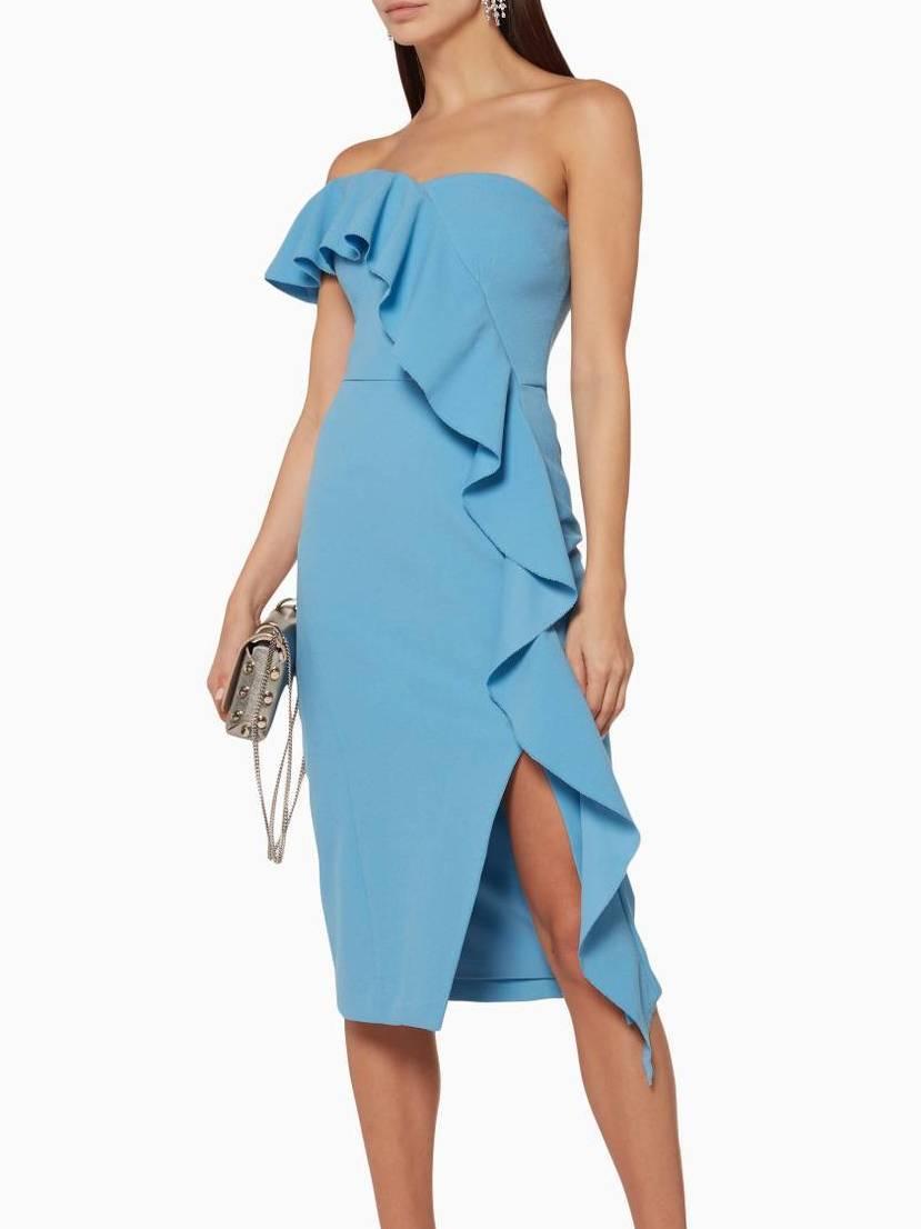 Rebecca Vallance Montecarlo Strapless Midi Dress Blue size 12 - Image 1