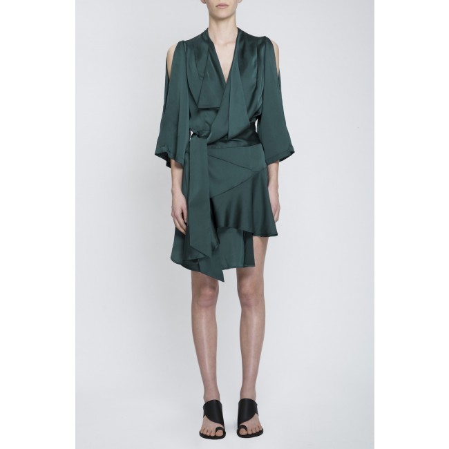 Acler Swindon Wrap Dress in Forest Green Size 14 - Image 2