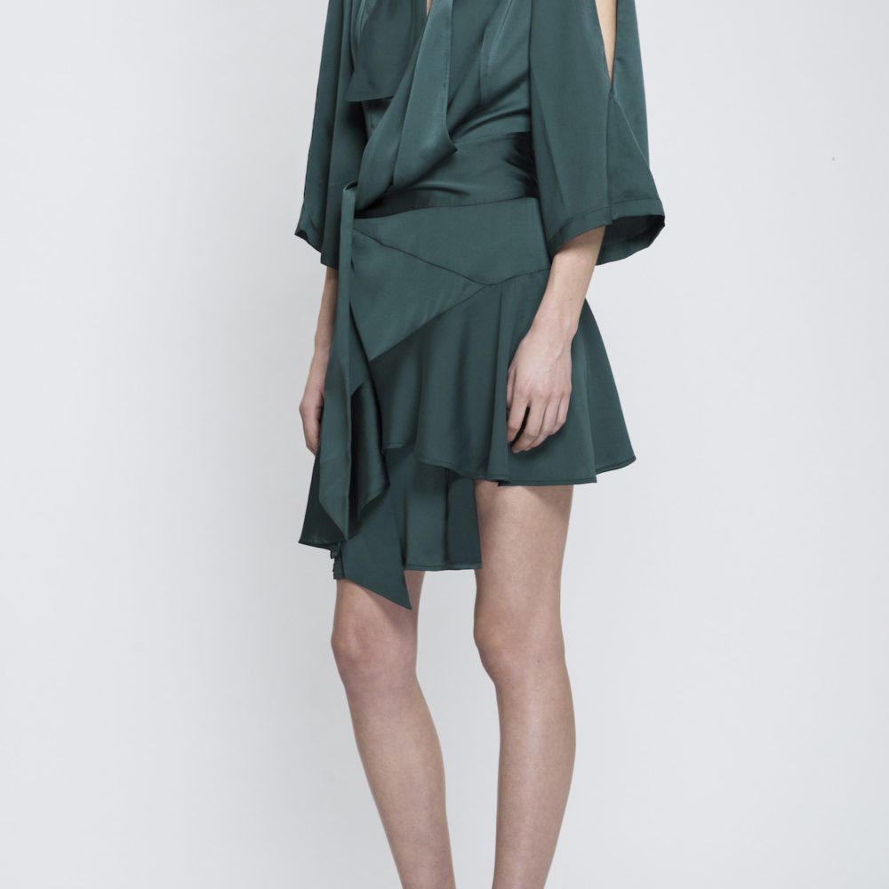 Acler Swindon Wrap Dress in Forest Green Size 14 - Image 4