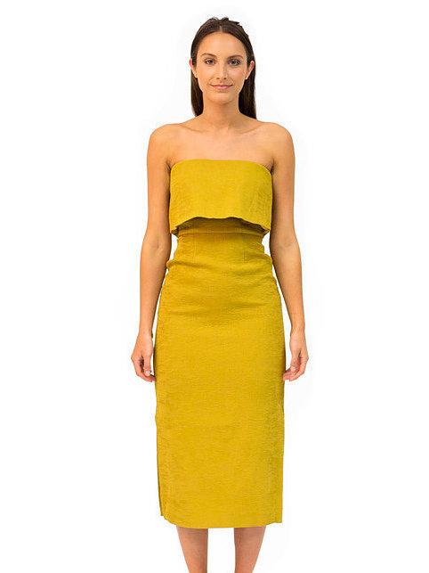 C/MEO Collective Love Like This Midi Dress Chartreuse Yellow Size 10 - Image 1