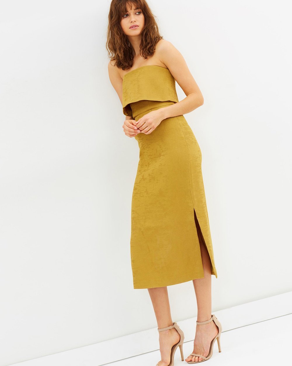 C/MEO Collective Love Like This Midi Dress Chartreuse Yellow Size 10 - Image 2