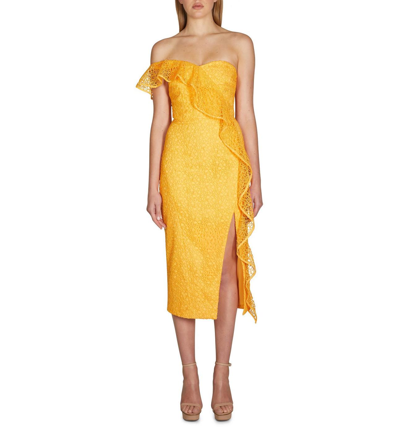  Rebecca Vallance Baha Midi Dress Yellow Size 10  - Image 1