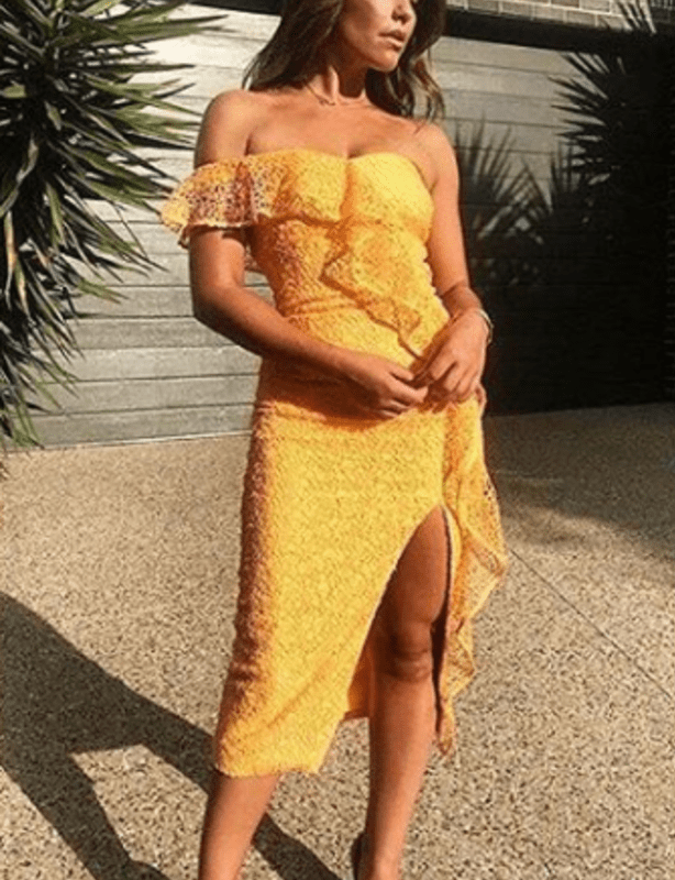  Rebecca Vallance Baha Midi Dress Yellow Size 10  - Image 3