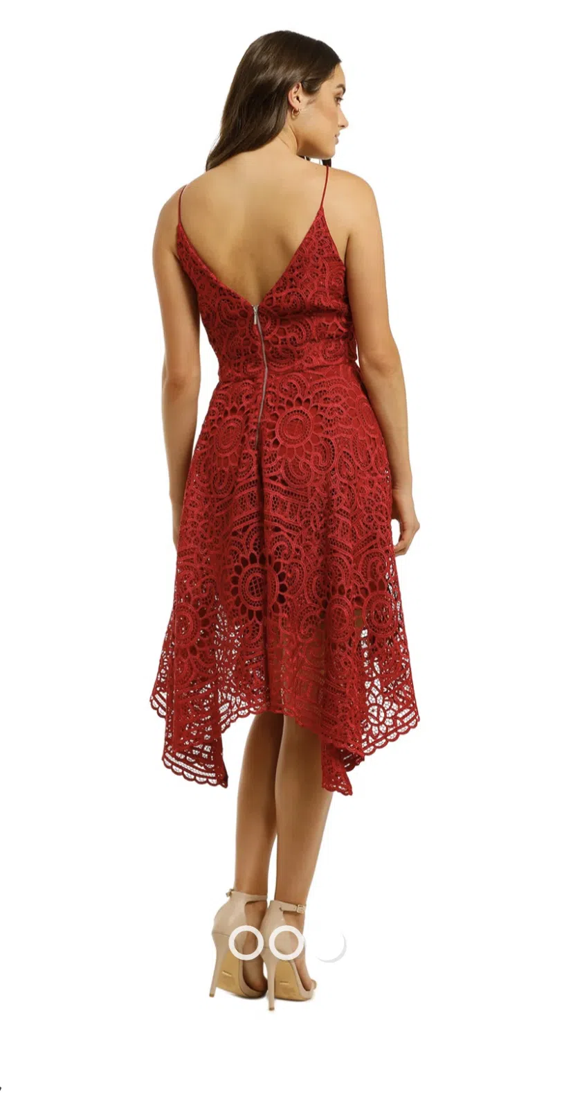 Nicholas Floral Lace Ball Dress Berry Red Size 12 - Image 3
