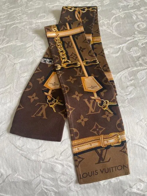 Louis Vuitton Silk Monogram Confidential Bandeau Scarf Brown - Image 2