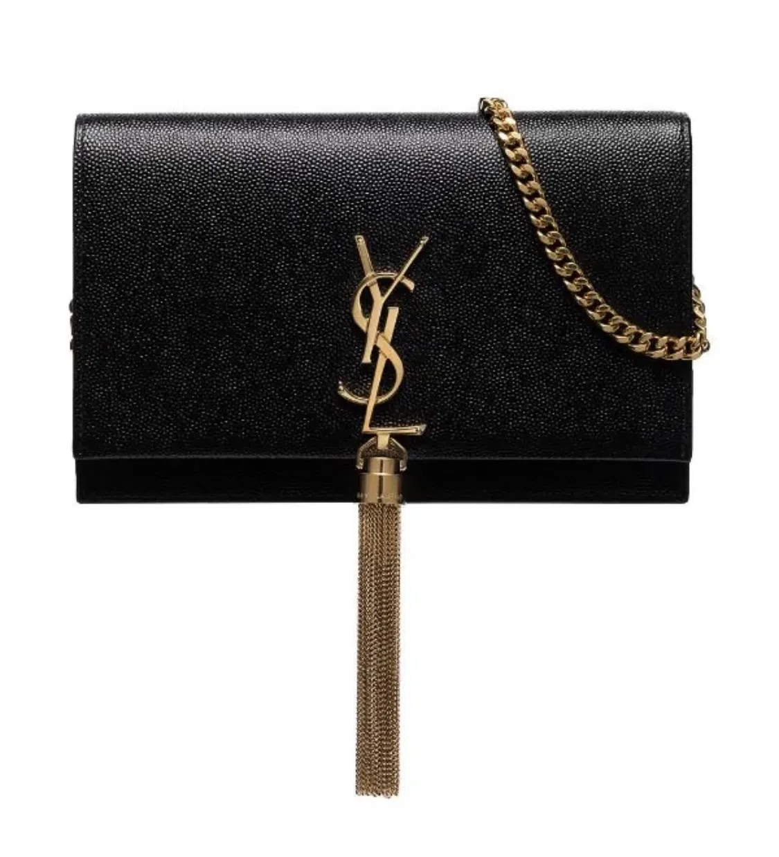 Saint Laurent Kate Textured Leather Shoulder Bag with Gold Tassel Black  - Image 2