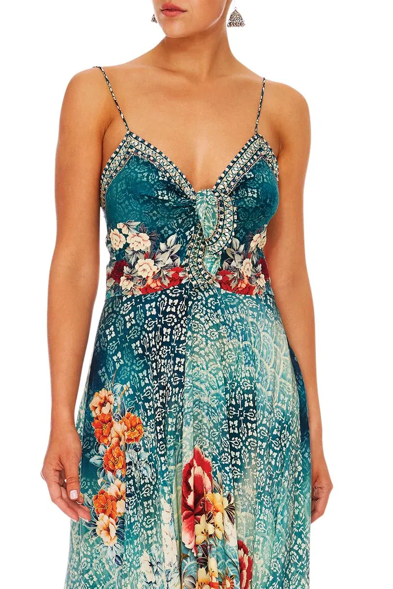 Camilla Long Dress With Tie Front Her Heirloom Print Size S - Image 4