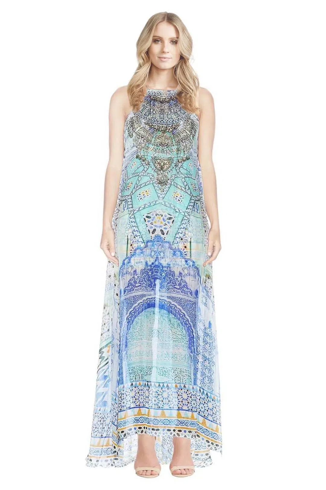 Camilla Sultans Gate Halter Overlay Long Dress Print Size 1 - Image 1