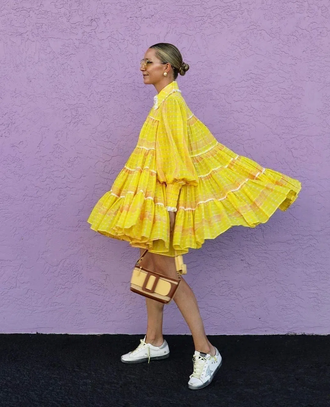 Aje Wilderness Smock Dress Yellow Check Size 8  - Image 8